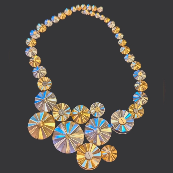 Coach Clustered Daisy Rivet Mixed Metal Statement Necklace - Picture 2 of 5